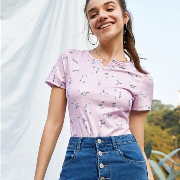 NWOT Pale pink floral bodysuit - Picture 1 of 3